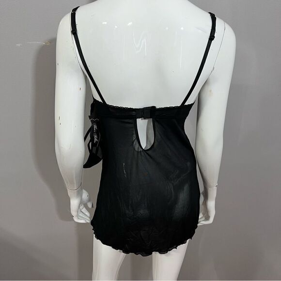 NWT Flora's Follies Sheer Black Sexy Nightie with matching thong - S - Picture 6 of 12
